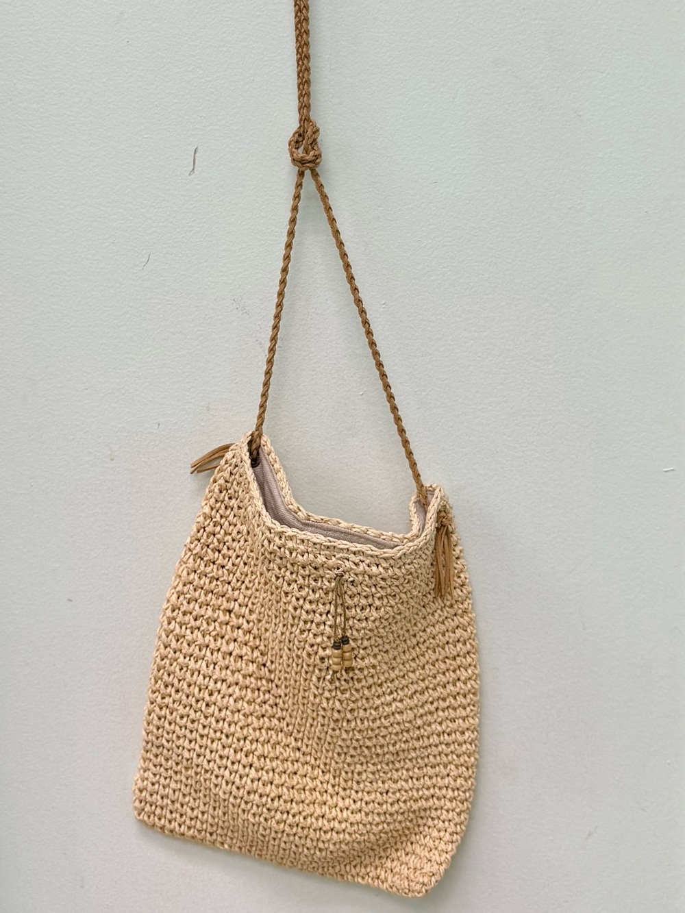 J. Jill Natural Beige Woven Crossbody Bag
